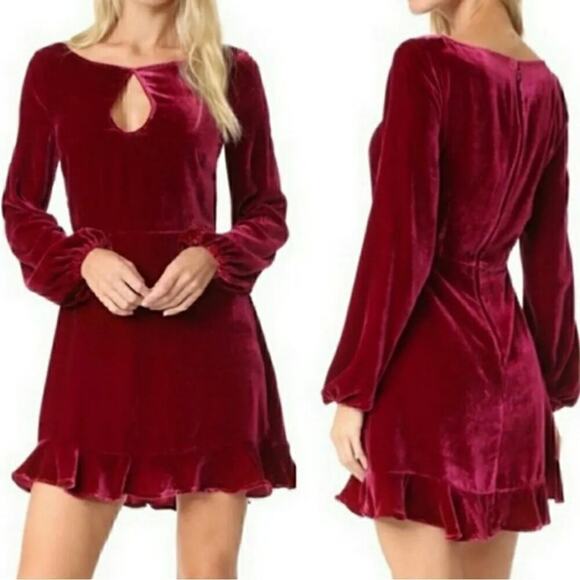 For Love And Lemons Dress Medium Red Velvet Quiet Luxury Designer Event NWT - Picture 1 of 16